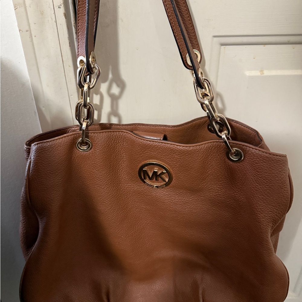 Michael Kors Brown Shoulder Bag with Gold Chain Straps